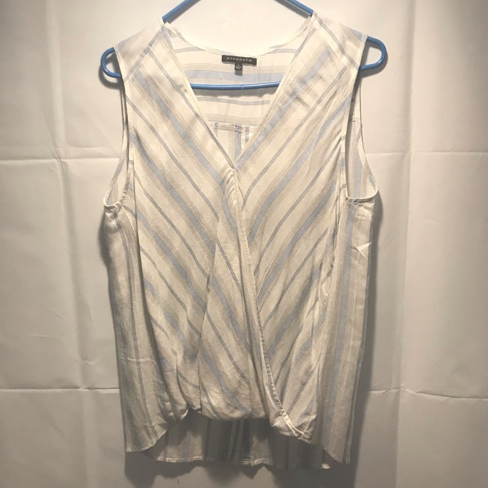NWOT Staccato Sleveless Striped Draped Button Down